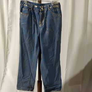 Gold Paint Splattered Jeans! New Xl